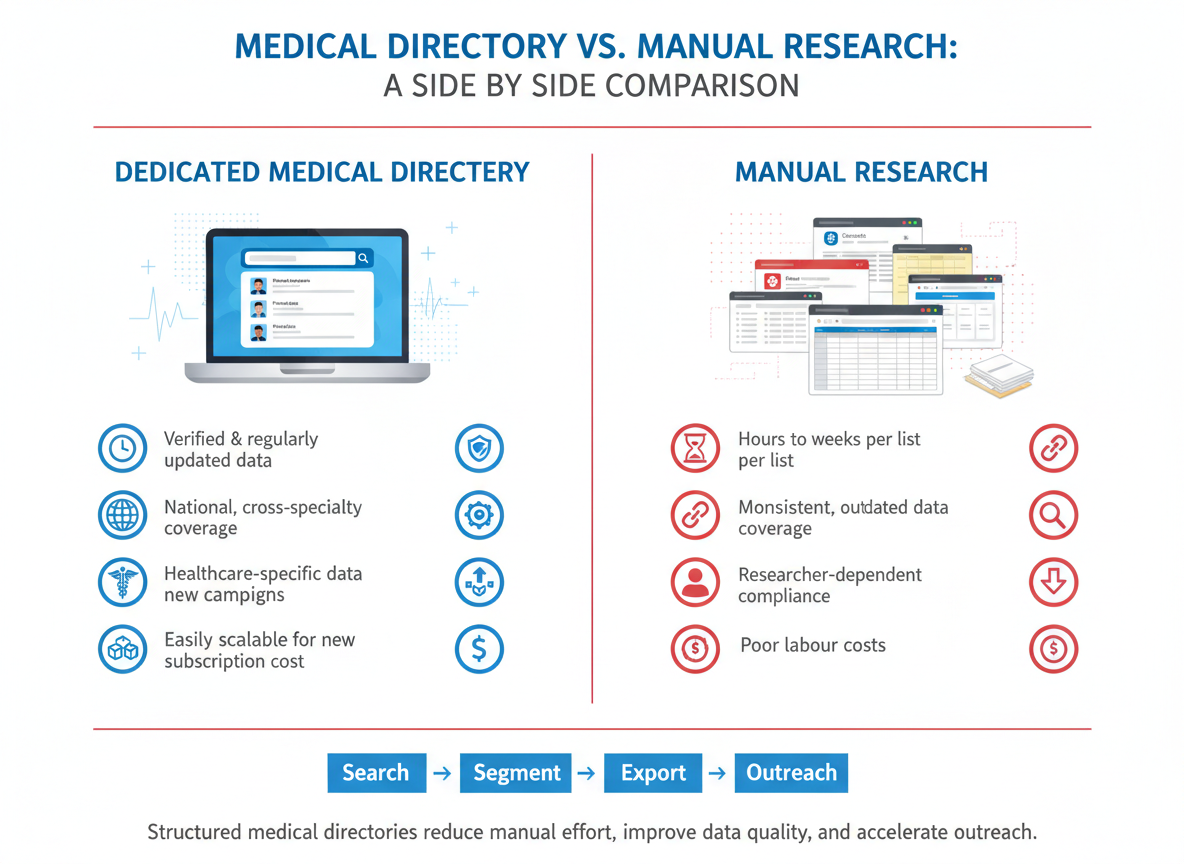 Medical directory vs manual research comparison